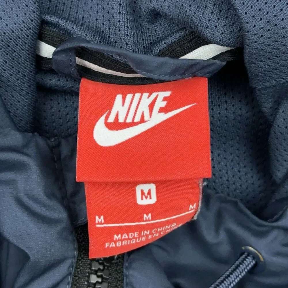 Nike Windrunner Jacket Mens M Black Blue Colorblock Full Zip Hooded Windbreaker